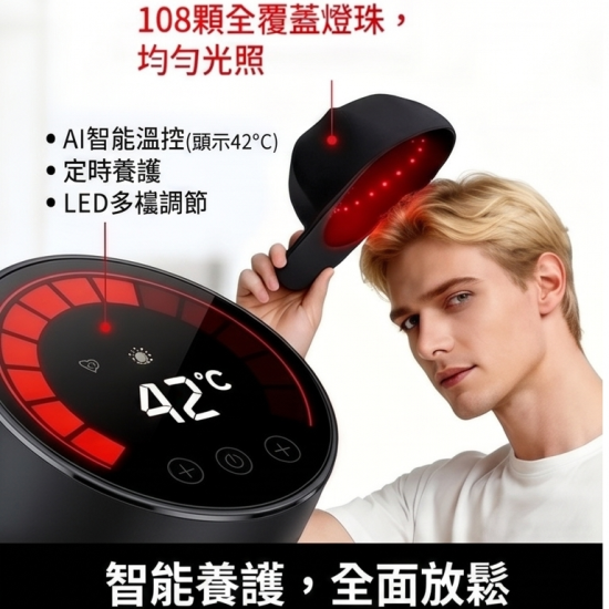 亞馬遜爆款 雙紅光護髮帽 | 108顆專業燈珠居家頭皮護理